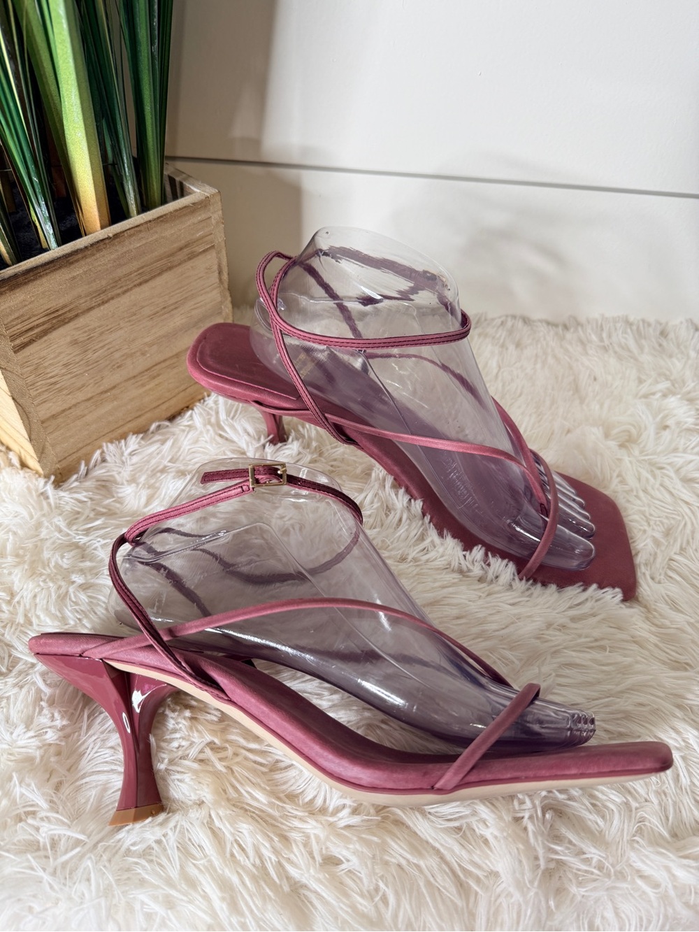 Jeffrey Campbell Leeda Ankle Strap Kitten Heel Leather Sandals Mauve Size 11 - Picture 4 of 9
